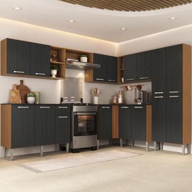 Imagem de Armário Cozinha Modulada Completa de Canto 432,5cm Pequim Pop Multimóveis MP3773