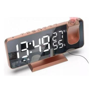 Imagem de Projeção de tela de espelho LED de despertador com rádio FM - J-One