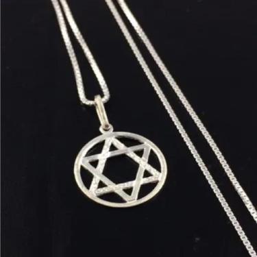 Imagem de Corrente Prata Maciça 925 Pingente Estrela Davi 60cm - Lojas La&Ny, 60