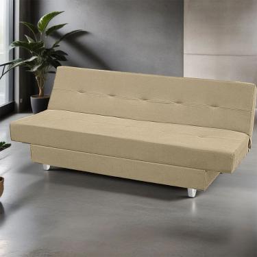 Imagem de Sofá Cama Reclinável 3 Lugares Xangai Veludo Bege Conce - Lojas Curitibanas