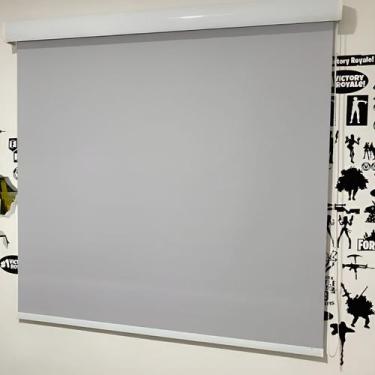 Imagem de Persiana Cortina Rolo Blackout Cinza Com Bandô 1,40m X 1,40m - Sala Es