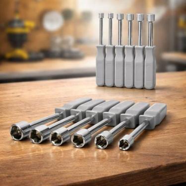 Imagem de Kit Chave Canhão Soquete Profissional 7 Pcs Aço 5-12mm Cabo - A Casa d