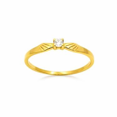 Imagem de Anel Solitário em Ouro 18K com Zircônia Redonda Central de 2.50 mm - J