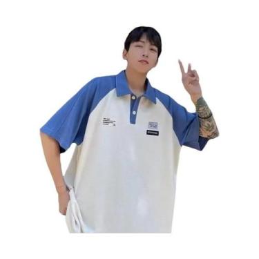 Imagem de Camisa Polo Casual Masculina De Verão, Manga Curta, Estilo Japonês, Co