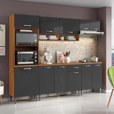 Imagem de Cozinha Compacta Atenas com Balcão 120cm com Tampo e Balcão 70cm Cinamomo Grafite Aramóveis