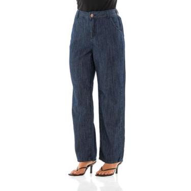 Imagem de Calça Jeans Feminina Arauto Reta Leve, Azul escuro, 46