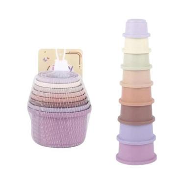 Imagem de Conjunto De Copos Empilháveis Multicoloridos De 8 Peças Para Coelhos, 