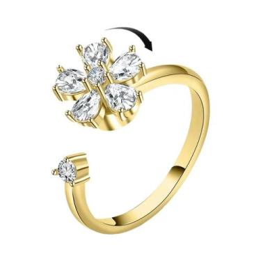 Imagem de Anel Giratório Antiestresse E Antiansiedade Feminino Com Zircônia E Gi