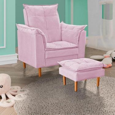 Imagem de Poltrona De Amamentação Com Puff Quarto Bebê Encanto Suede - Black Hou