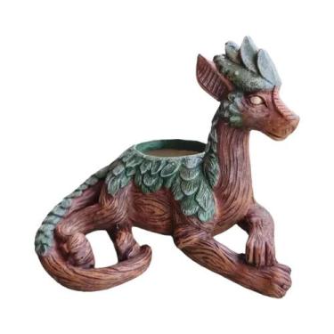 Imagem de Estátua De Resina De Árvore Dragão Para Plantas Suculentas, Presente P