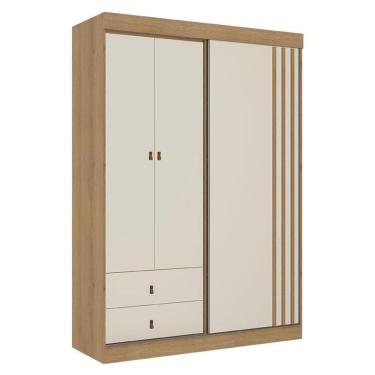 Imagem de Guarda Roupa Solteiro Aspen 3 Portas Capuccino Off White Acetinado - THB
