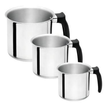 Imagem de Conjunto De Canecao Leiteira Fervedor Polido 3 Pç. 12/14/16 - Congratu