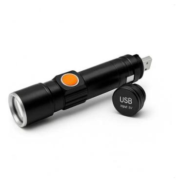 Imagem de Mini Lanterna Tática com Zoom Led Profissional Usb Recarregá - Congrat