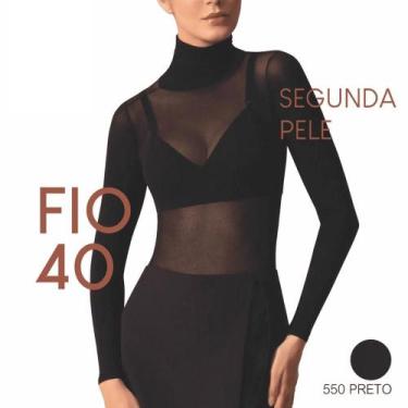 Imagem de Segunda Pele Selene Fio 40 Manga Longa Gola Alta 9900.001, Preto, UN