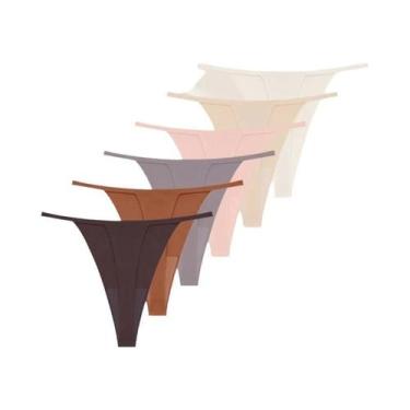 Imagem de Conjunto De 6 Calcinhas Sexy Femininas Em Cores Sólidas, Alta Elastici