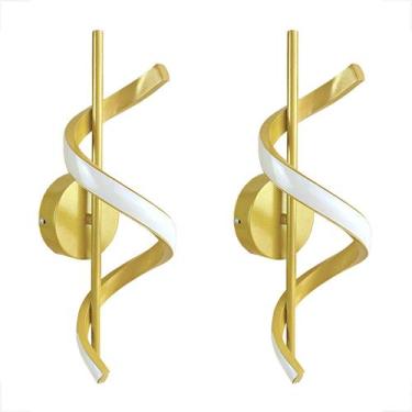 Imagem de 2 Arandela Dourada Espiral LED Moderna Cabeceira Ace89 - Acende a Luz