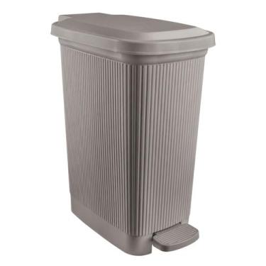 Imagem de Lixeira Slim 7,5 Litros Grande Com Pedal Banheiro - Ef Home, Cinza Pal