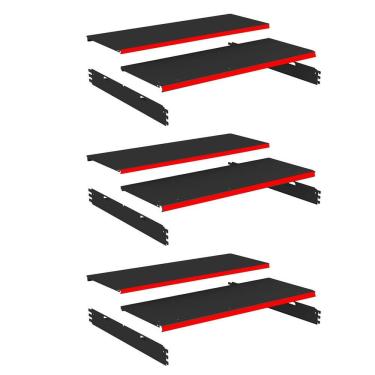 Imagem de Kit 3 Bandeja Gondola Rack FIT Preto 6X 30x90 CH22 Pe Vermel