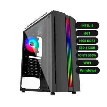 Imagem de Computador CPU Gamer Intel Core i5 16GB DDR3 SSD 512GB Wifi Fonte 500w