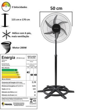 Imagem de Ventilador De Coluna Oscilante 127v 50cm Steel Ventisol Grade Metal, P