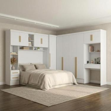 Imagem de Guarda Roupa Casal Modulado 4 Peças 11 Portas 5 Gavetas com Cabeceira 