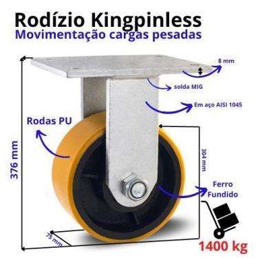 Imagem de Rodizio Fixo Carga Pesada 12x3 pol. Roda de Ferro 1.400 kg - Colson
