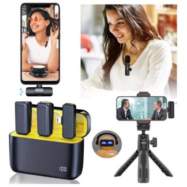 Imagem de Microfone Wireless 2.4 Ghz Bluetooth Lapela Duplo Para Tipo C  Android