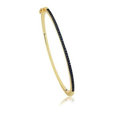 Imagem de Bracelete Folheado A Ouro Com Pedras De Zircônia Azul - Radhau Joias, 