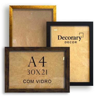 Imagem de Moldura A4 Certificado Com Vidro 30x21 Foto Luxo 3 Cores - decorary de