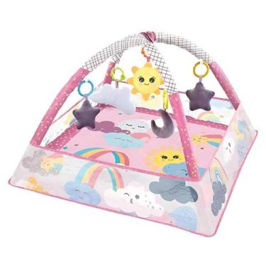 Imagem de Tapete De Atividade Infantil Com Bolinhas Rosa Céu Arco-íris - L&W