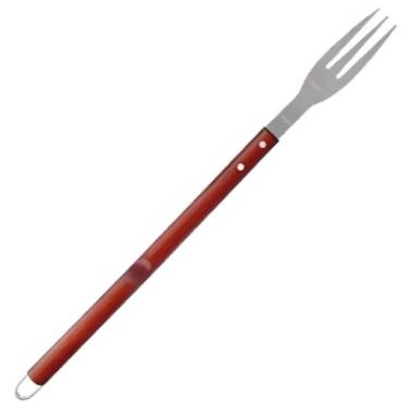 Imagem de Garfo para Churrasco Barbacoa 3307 Aço Inoxidável e Madeira Cabo Prolongado Marrom Mor