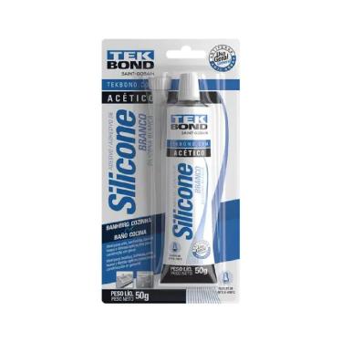 Imagem de Adesivo de Silicone Acetinado 50g 69957326630 Vedação e Acabamento Branco Tekbond