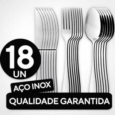 Imagem de Jogo de Talheres 18 Peças Aço Inox Premium 6 Facas, 6Garfos e 6Colhere