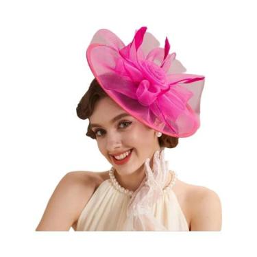 Imagem de Fascinators Femininos Estilo Kentucky Derby Anos 50, Com Véu Gaiola De