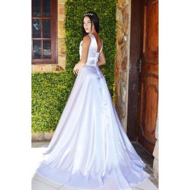 Imagem de Vestido De Noiva Casamento Igreja Elegante Com Cauda  - Partylight Ate