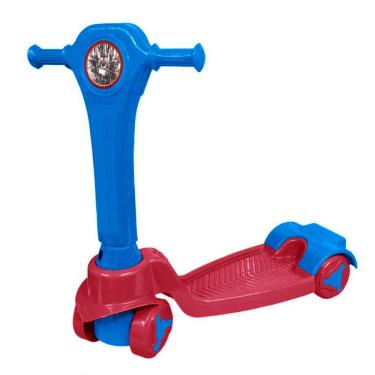 Imagem de Patinete Infantil Pati Happy Azul e Vermelho Dobrável 04 Rodas Até 30Kg