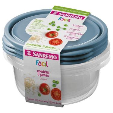 Imagem de Conjunto De 3 Potes Plastico Sanremo 620ml Hermetico