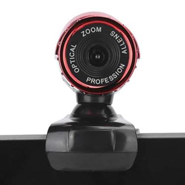 Imagem de Webcam com microfone, 480P HD imagem colorida verdadeira 30W pixel 360 graus esquerdo direito gira câmera USB para laptops desktops (vermelho)