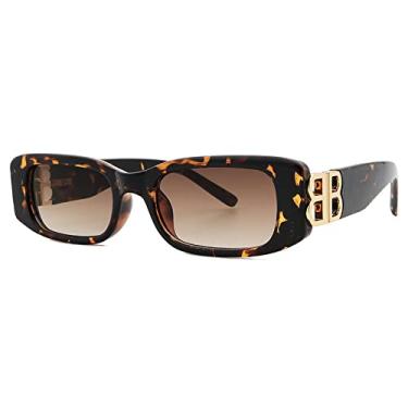 Imagem de Óculos de Sol Retangular Vintage Luxo Feminino Moda Quadrado Punk Óculos de Sol Para Homens Tons Pretos Óculos Retro UV400, C5, Como Imagem