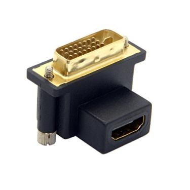 Imagem de cablecc Adaptador DVI macho para HDMI fêmea, ângulo de 90 graus para computador, HDTV e placa gráfica