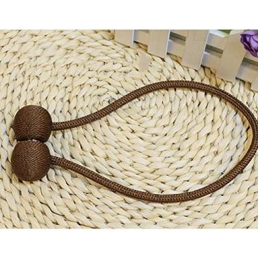 Imagem de Grampo de cortina de bola de pérola magnética, alça magnética com gancho de fecho, haste de cortina, acessórios de cortina, decoração de casa, t0209, café escuro, 1 peça