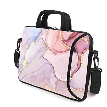Imagem de XMBFZ Bolsa de laptop de 15,6 polegadas para laptop capa chromebook alça de ombro ajustável com alça de bolso para acessórios (mármore rosa)