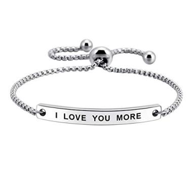 Imagem de SOUSYOKYOSAM I Love You More Pulseira estampada à mão joias presentes para sua namorada esposa letras clássicas, feliz dia das mães mulheres