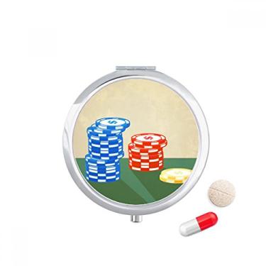 Imagem de Caixa de comprimidos com ilustração de arranjo de fichas de cassino bolso caixa de armazenamento de remédios dispensador de recipiente