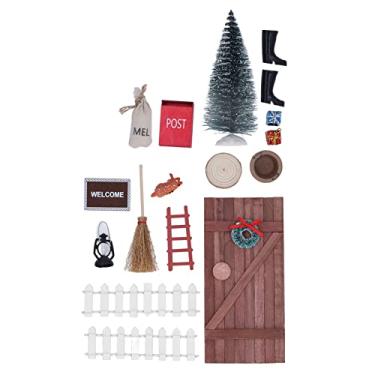 Imagem de 17 Peças Kit de Porta de Fada de Natal, 1/12 1/6 Decorações de Natal Em Miniatura Porta de Fada de Dente de Madeira Mini Porta, Decoração de Portas de Fada de Elfo de Natal para Crianças Artesanato