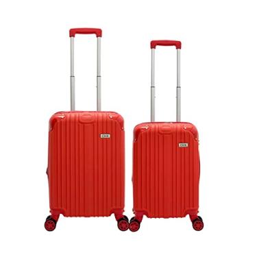 Imagem de Conjunto Malas Expansiva 2 Peças Viagem Bagagem Bordo Avião Rodinhas 4 Rodas Dupla 360° Abs Cor:Vermelho;Tamanho:P PP
