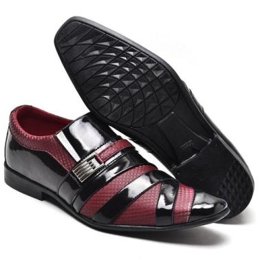 Imagem de Sapato Social Formatura Masculino Verniz Colorido Fit Vinho - D+Shoes