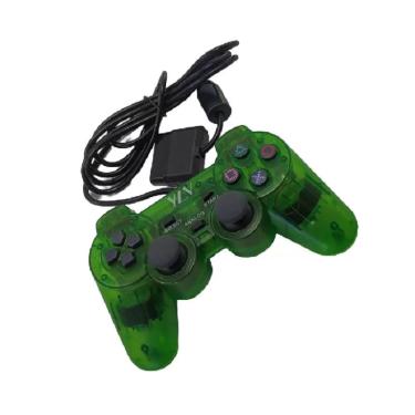 Imagem de Controle Verde Playstation PS1 e PS2 Analogico Com Vibração 17 Botões Videogame Com Fio Jogos