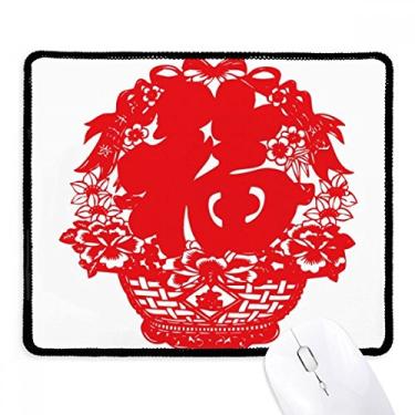 Imagem de Mousepad com estampa tradicional da lanterna chinesa vermelha com borda costurada, tapete de jogos de borracha