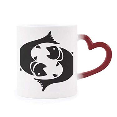 Imagem de Constellation Peixes signo do zodíaco Caneca sensível ao calor Copo de grés que muda de cor vermelha